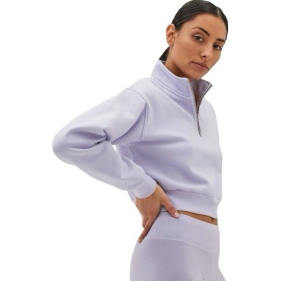 TNA Cozy Fleece Perfect 1/4 Zip Sweatshirt Cropped Size M - Picture 2 of 6